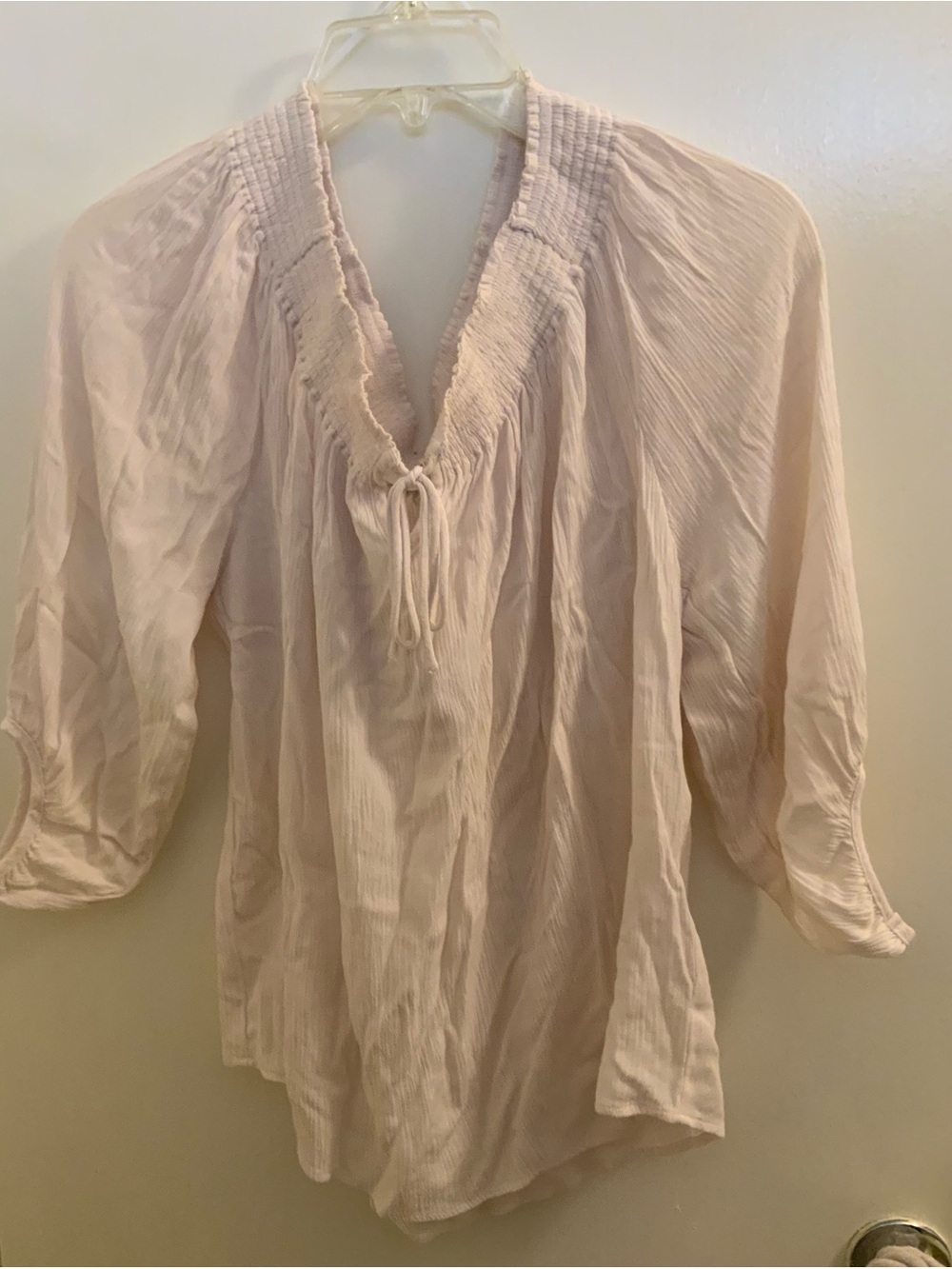 Z Supply 90s/Y2K Inspired White Peasant Top with V-Tie
